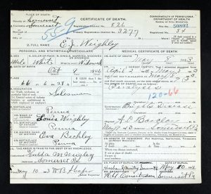 Here is the death certificate for his youngest child, Ezra who was also known as EJ.