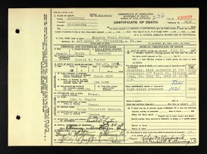 Minerva Pearl Wegley Death Certificate